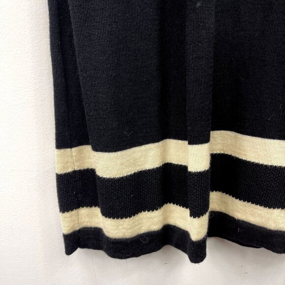 Lilly Pulitzer Size Small 100% Merino Wool Black Dress Cream Stripes - Picture 3 of 7